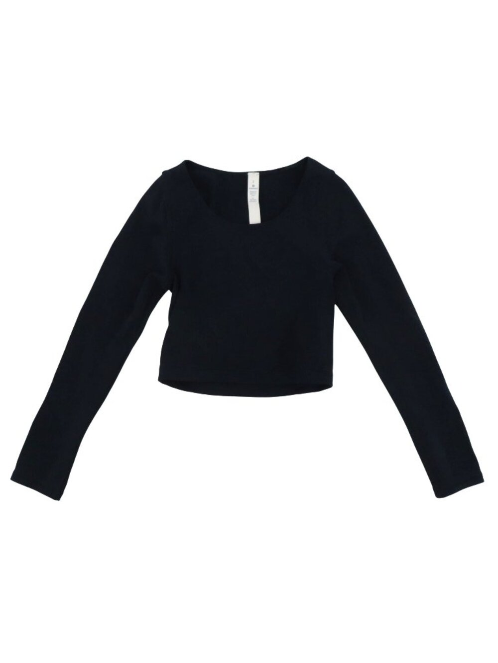 Lululemon Women 2 Reveal Crop Top Solid Dark Blue Long Sleeve Shirt Athletic
